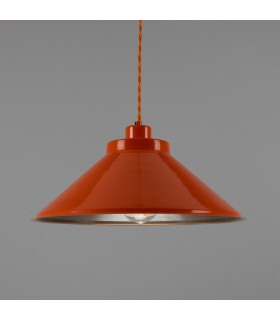 Rio Coloured Dome Pendant Light Antique Brass Orange-1