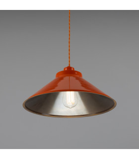 Rio Coloured Dome Pendant Light Antique Brass Orange-2