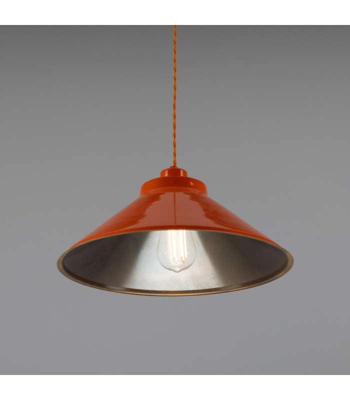 Rio Coloured Dome Pendant Light Antique Brass Orange-2