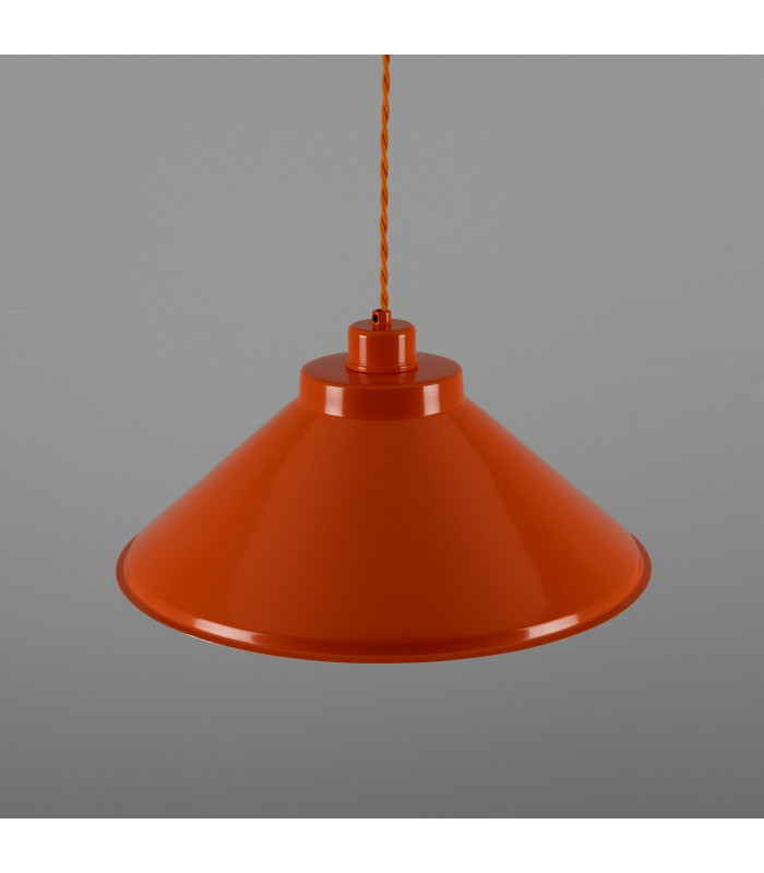Rio Coloured Dome Pendant Light Antique Brass Orange-3