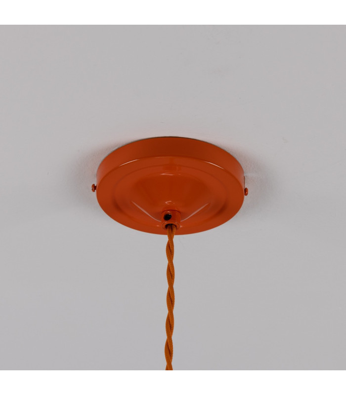 Rio Coloured Dome Pendant Light Antique Brass Orange-4