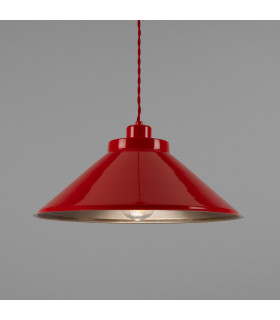 Rio Coloured Dome Pendant Light Antique Brass Red-1