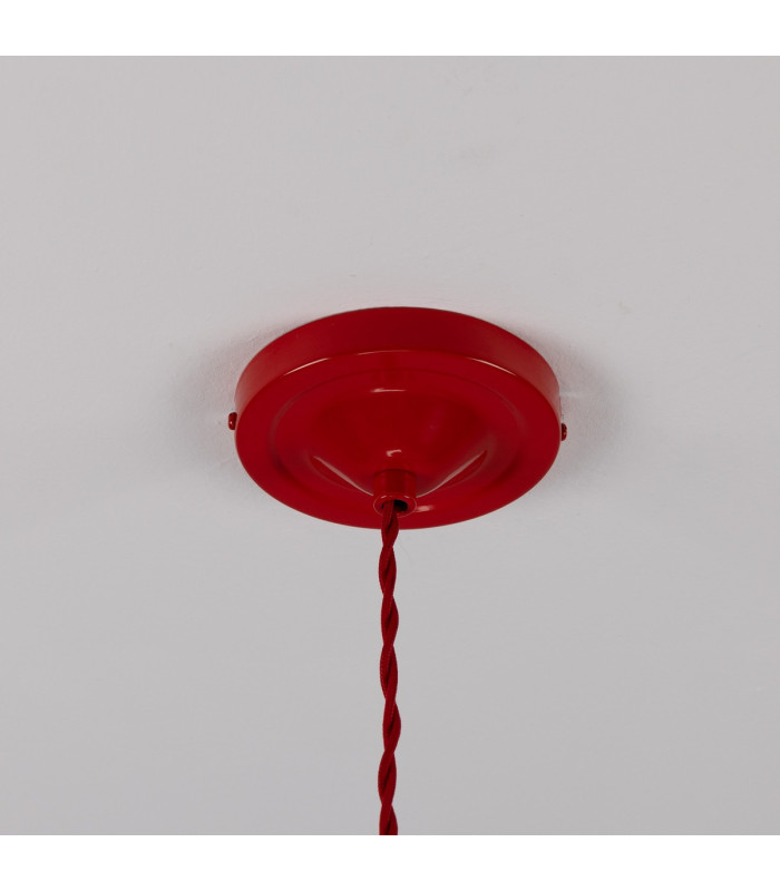 Rio Coloured Dome Pendant Light Antique Brass Red-4