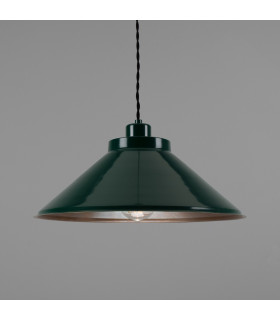 Rio Coloured Dome Pendant Light Antique Brass Racing Green-1