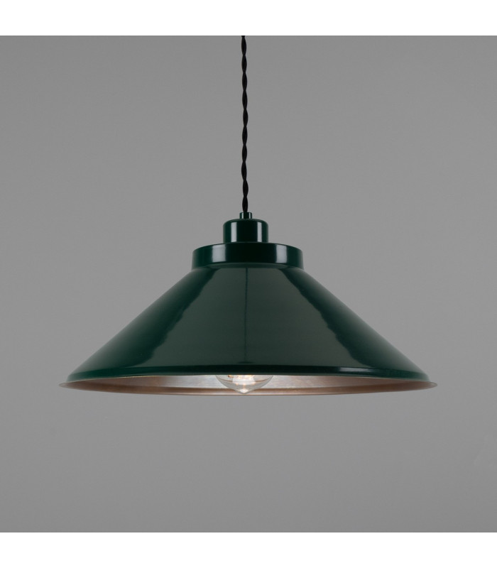 Rio Coloured Dome Pendant Light Antique Brass Racing Green-1