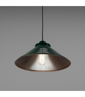 Rio Coloured Dome Pendant Light Antique Brass Racing Green-2