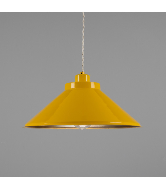 Rio Coloured Dome Pendant Light Antique Brass Yellow-1