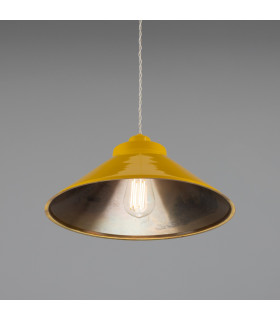 Rio Coloured Dome Pendant Light Antique Brass Yellow-2