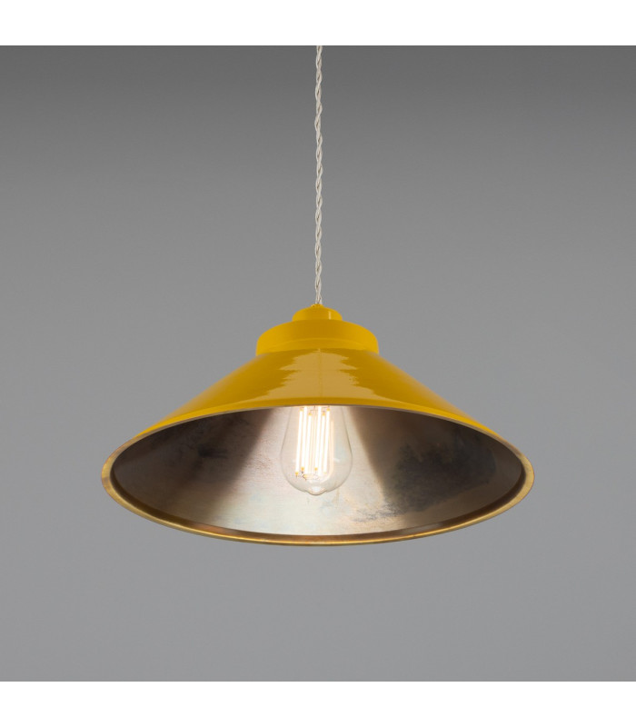 Rio Coloured Dome Pendant Light Antique Brass Yellow-2