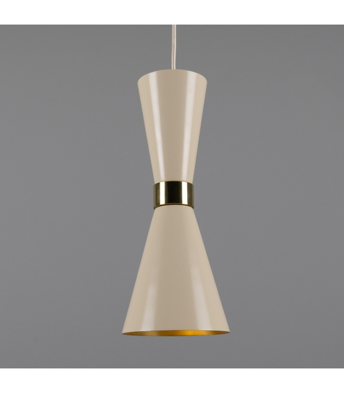 Cairo Coloured Pendant Light Polished Brass Vanilla Cream-1