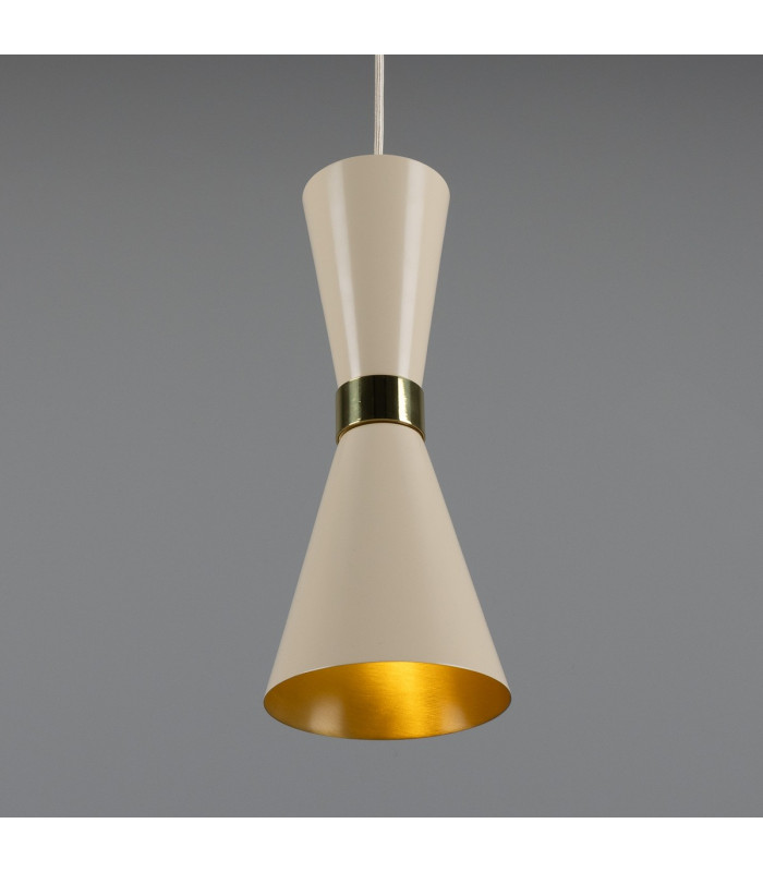 Cairo Coloured Pendant Light Polished Brass Vanilla Cream-3