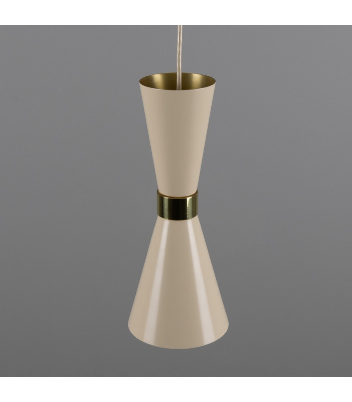 Cairo Coloured Pendant Light Polished Brass Vanilla Cream-4
