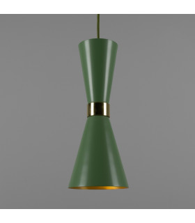 Cairo Coloured Pendant Light Polished Brass Sage Green-1