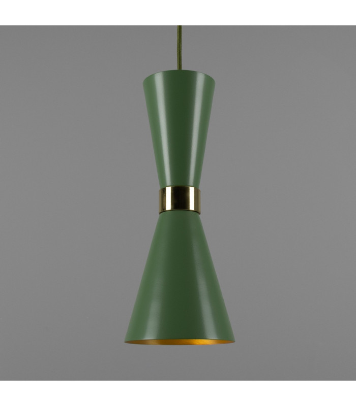 Cairo Coloured Pendant Light Polished Brass Sage Green-1