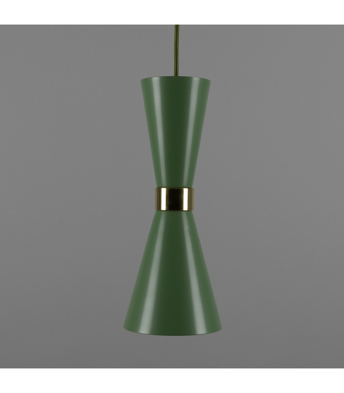 Cairo Coloured Pendant Light Polished Brass Sage Green-2
