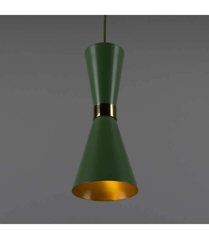 Cairo Coloured Pendant Light Polished Brass Sage Green-3