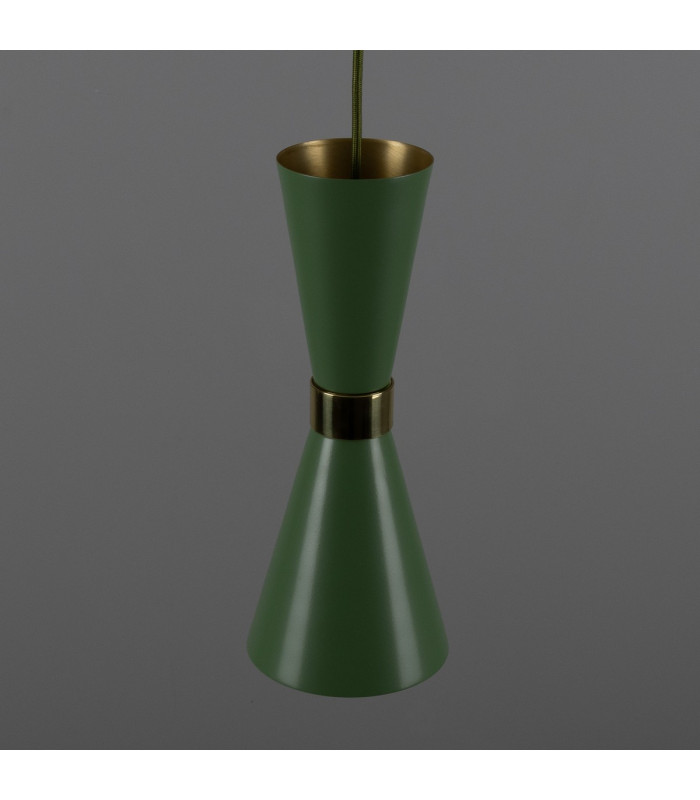 Cairo Coloured Pendant Light Polished Brass Sage Green-4