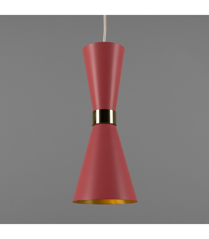 Cairo Coloured Pendant Light Polished Brass Antique Pink-1