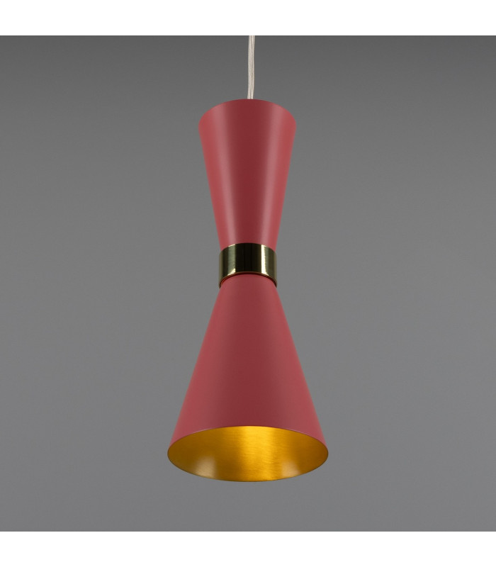 Cairo Coloured Pendant Light Polished Brass Antique Pink-3