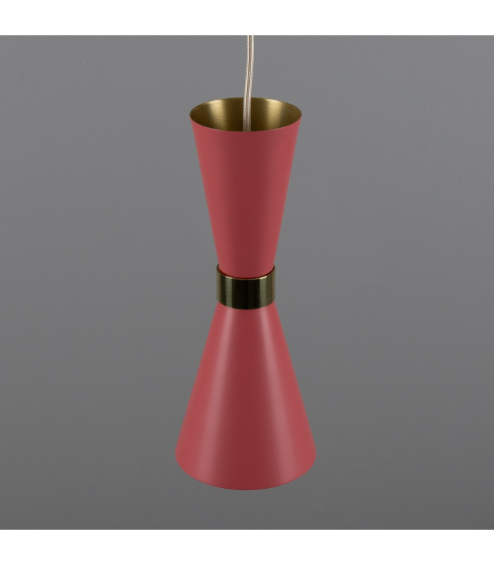 Cairo Coloured Pendant Light Polished Brass Antique Pink-4