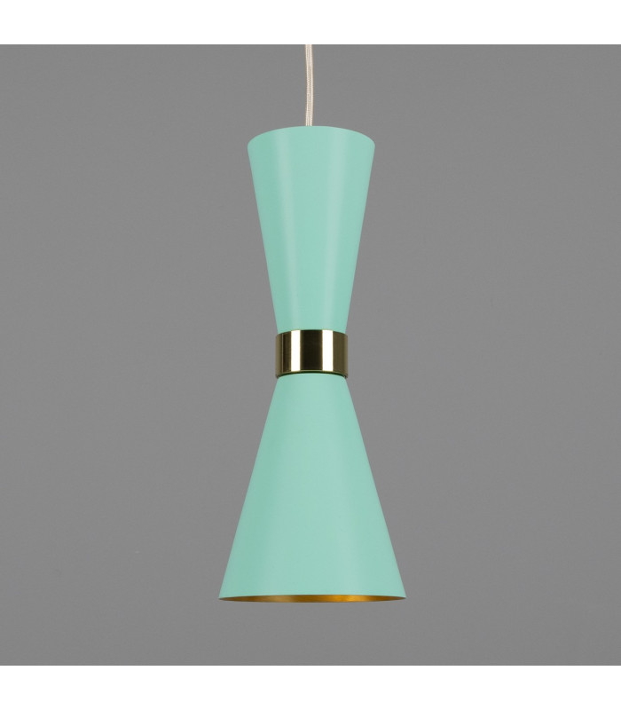 Cairo Coloured Pendant Light Polished Brass Mint Turquoise-1