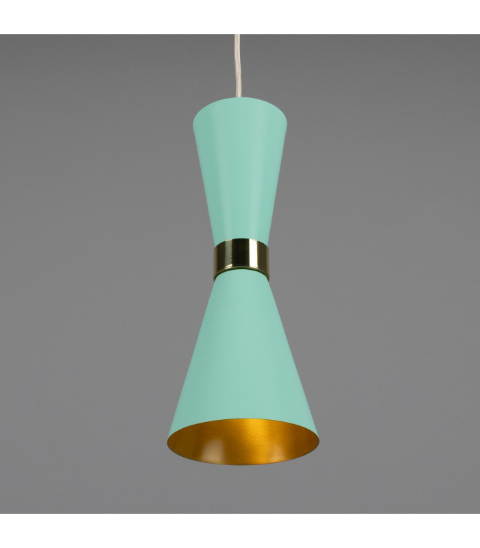 Cairo Coloured Pendant Light Polished Brass Mint Turquoise-3