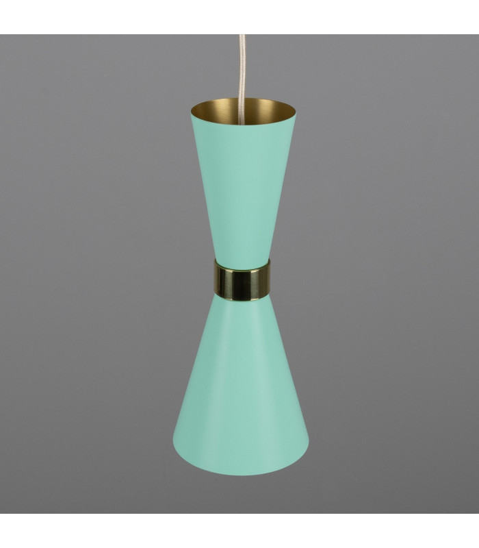 Cairo Coloured Pendant Light Polished Brass Mint Turquoise-4