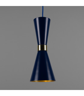 Cairo Coloured Pendant Light Polished Brass Sapphire Blue-1