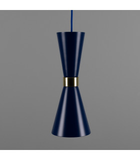 Cairo Coloured Pendant Light Polished Brass Sapphire Blue-2