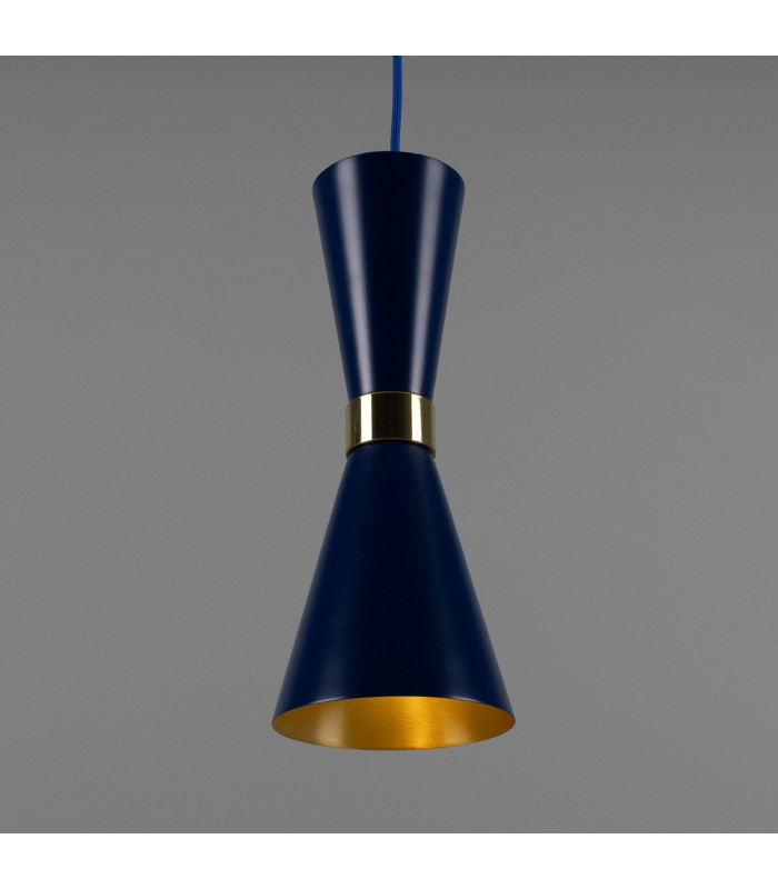 Cairo Coloured Pendant Light Polished Brass Sapphire Blue-3