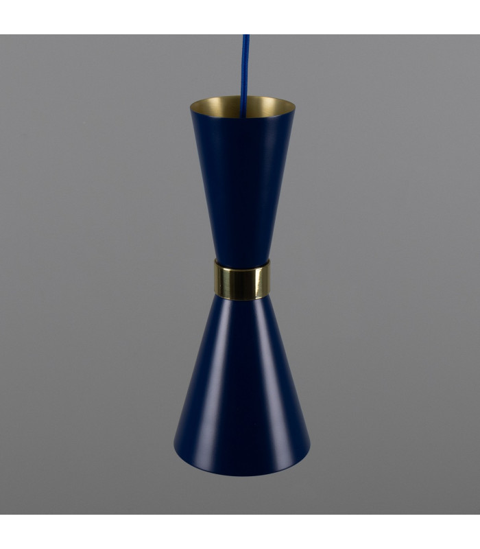 Cairo Coloured Pendant Light Polished Brass Sapphire Blue-4