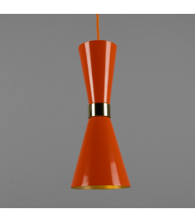 Cairo Coloured Pendant Light Polished Brass Orange-1