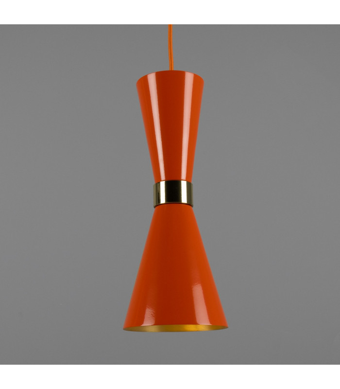 Cairo Coloured Pendant Light Polished Brass Orange-1