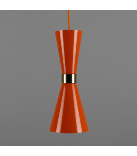 Cairo Coloured Pendant Light Polished Brass Orange-2