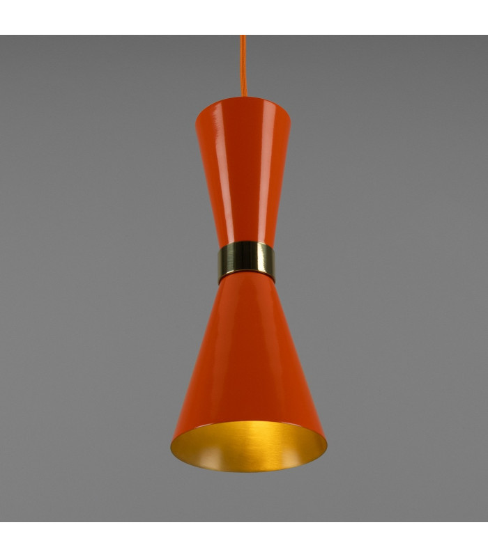 Cairo Coloured Pendant Light Polished Brass Orange-3