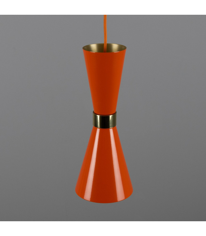 Cairo Coloured Pendant Light Polished Brass Orange-4
