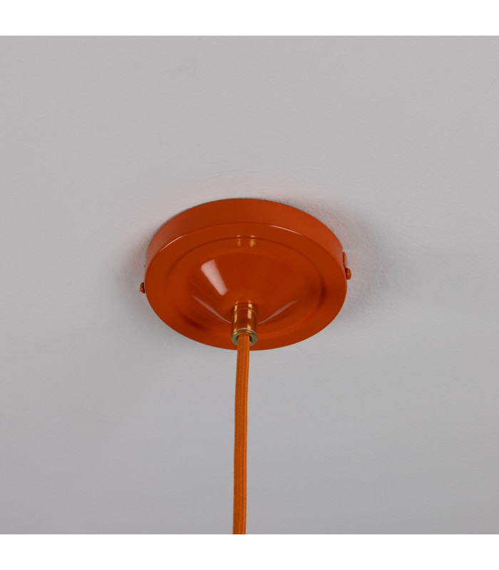 Cairo Coloured Pendant Light Polished Brass Orange-5