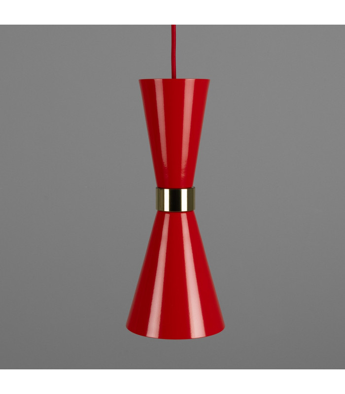 Cairo Coloured Pendant Light Polished Brass Red-2