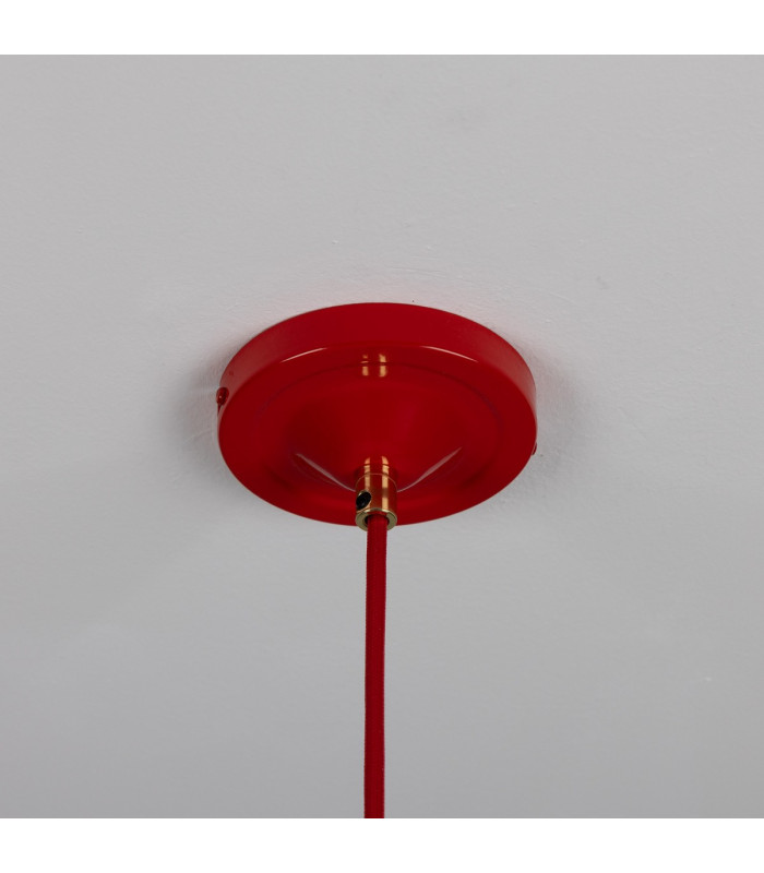 Cairo Coloured Pendant Light Polished Brass Red-5
