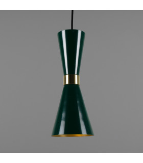 Cairo Coloured Pendant Light Polished Brass Racing Green-1