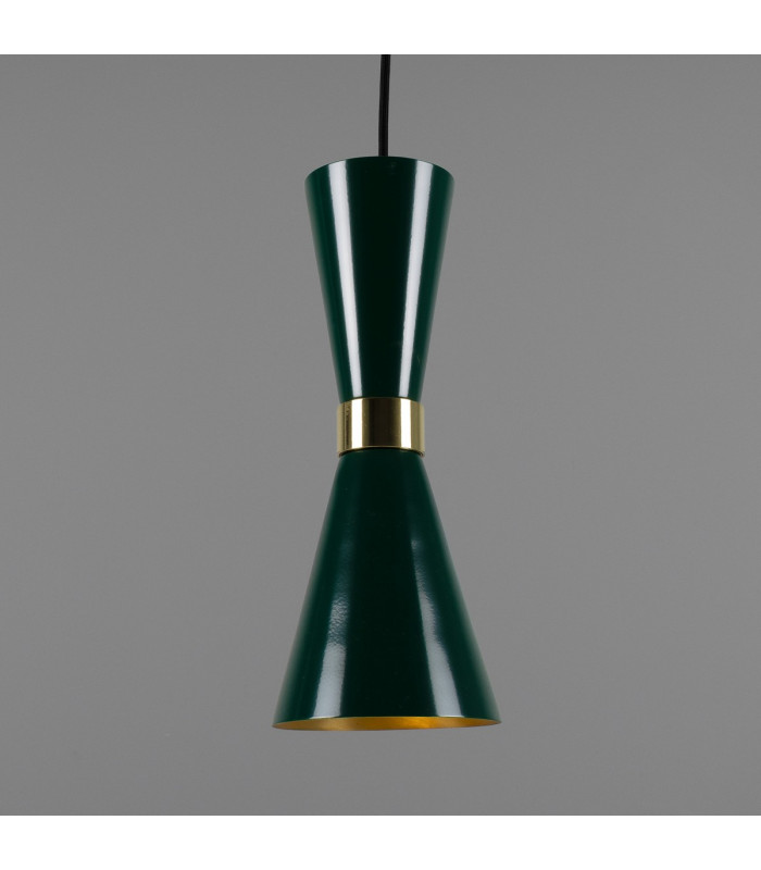 Cairo Coloured Pendant Light Polished Brass Racing Green-1