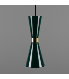 Cairo Coloured Pendant Light Polished Brass Racing Green-2