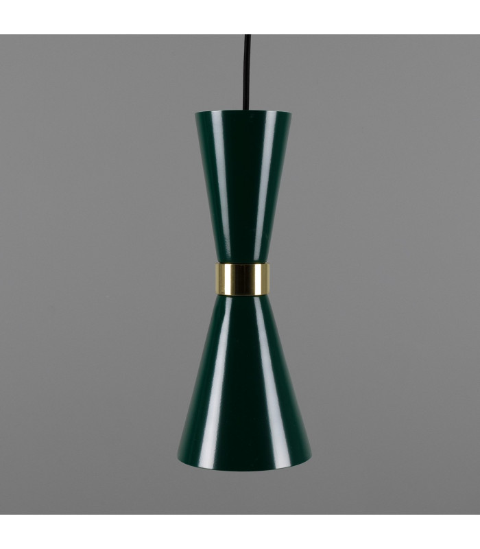 Cairo Coloured Pendant Light Polished Brass Racing Green-2