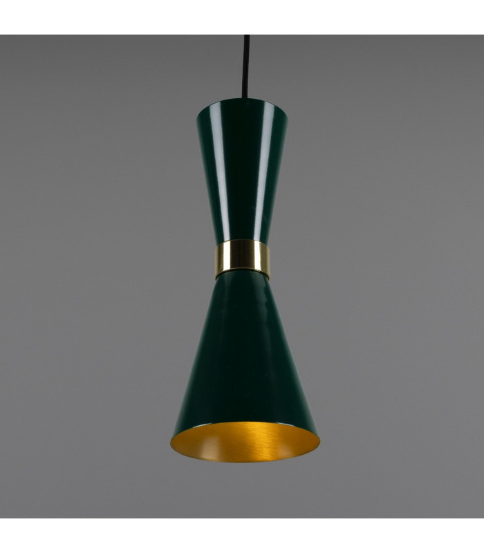 Cairo Coloured Pendant Light Polished Brass Racing Green-3