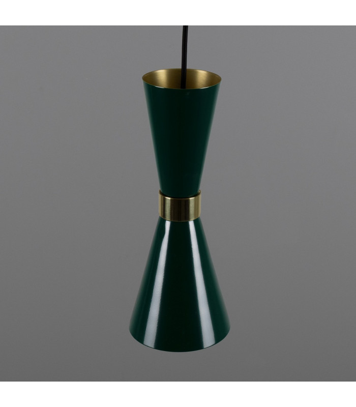 Cairo Coloured Pendant Light Polished Brass Racing Green-4