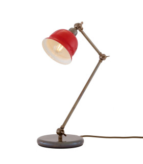 Nico Table Lamp Antique Brass Red Shade