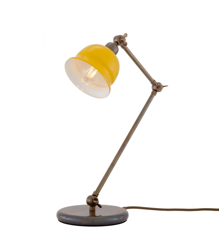 Nico Table Lamp Antique Brass Yellow Shade