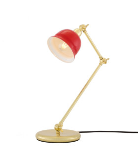 Nico Table Lamp Polished Brass Red Shade-1