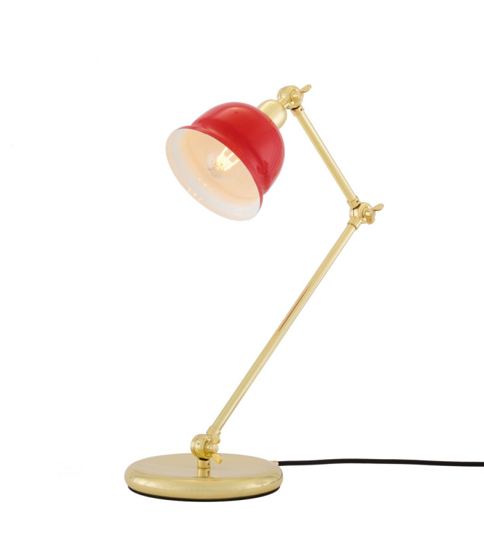 Nico Table Lamp Polished Brass Red Shade-1