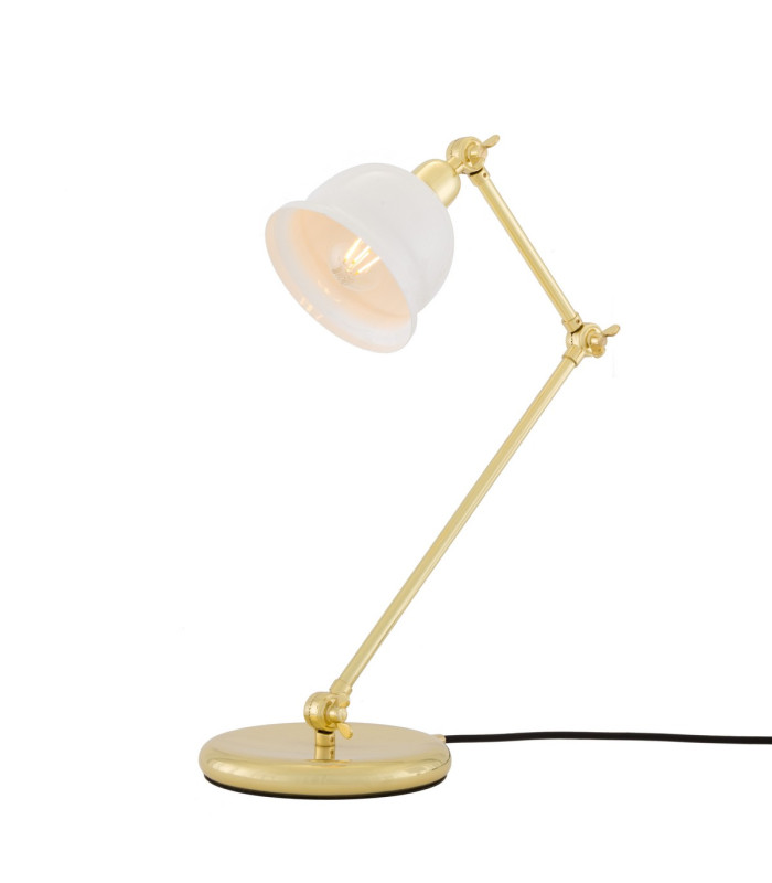 Nico Table Lamp Polished Brass White Shade